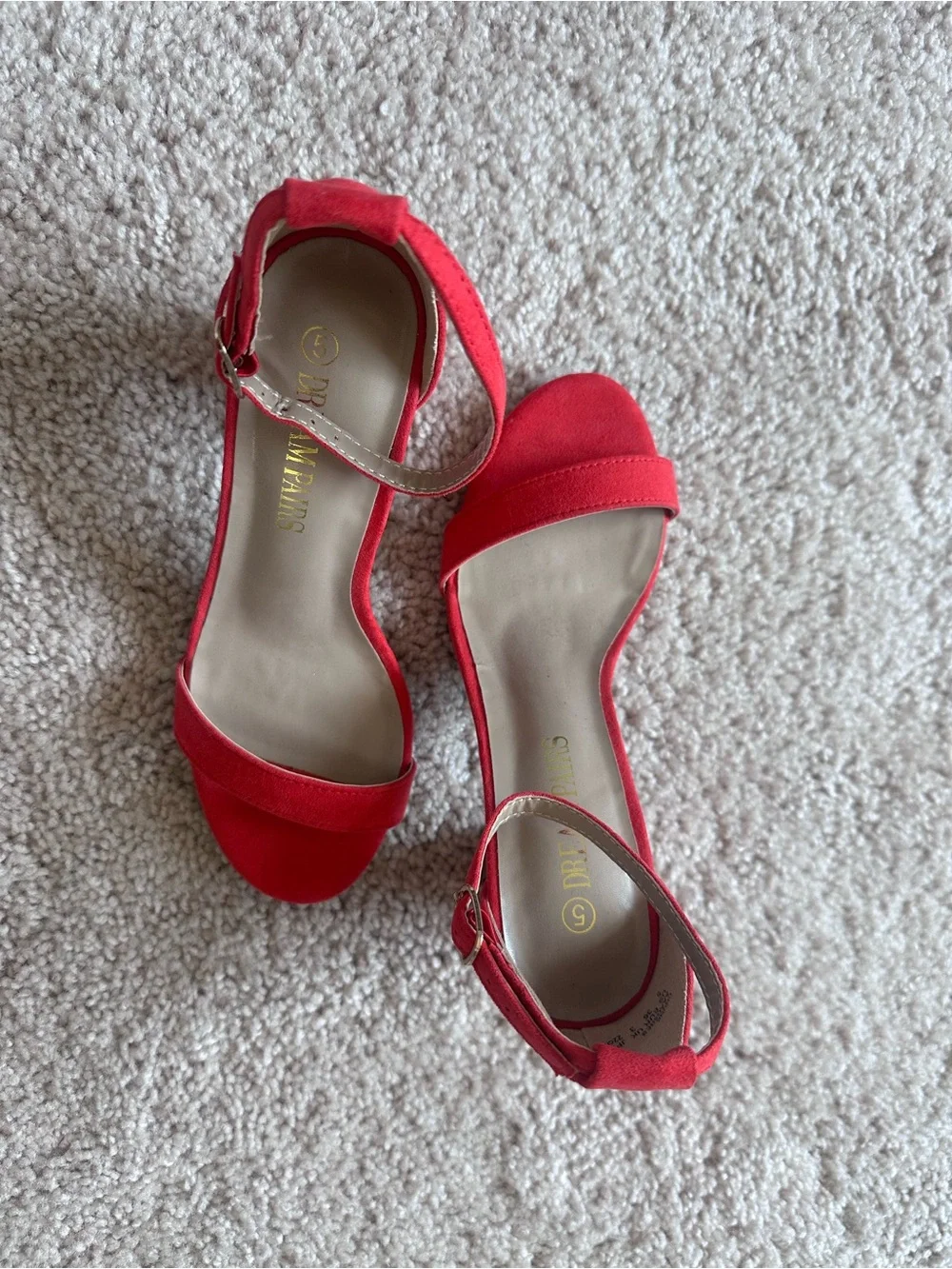 Dream Pairs Red Ankle Strap Block Heels